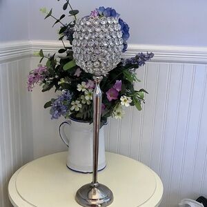 Nanette Lepore Silver Acrylic Crystal Candle/Voltive Holder/Centerpiece